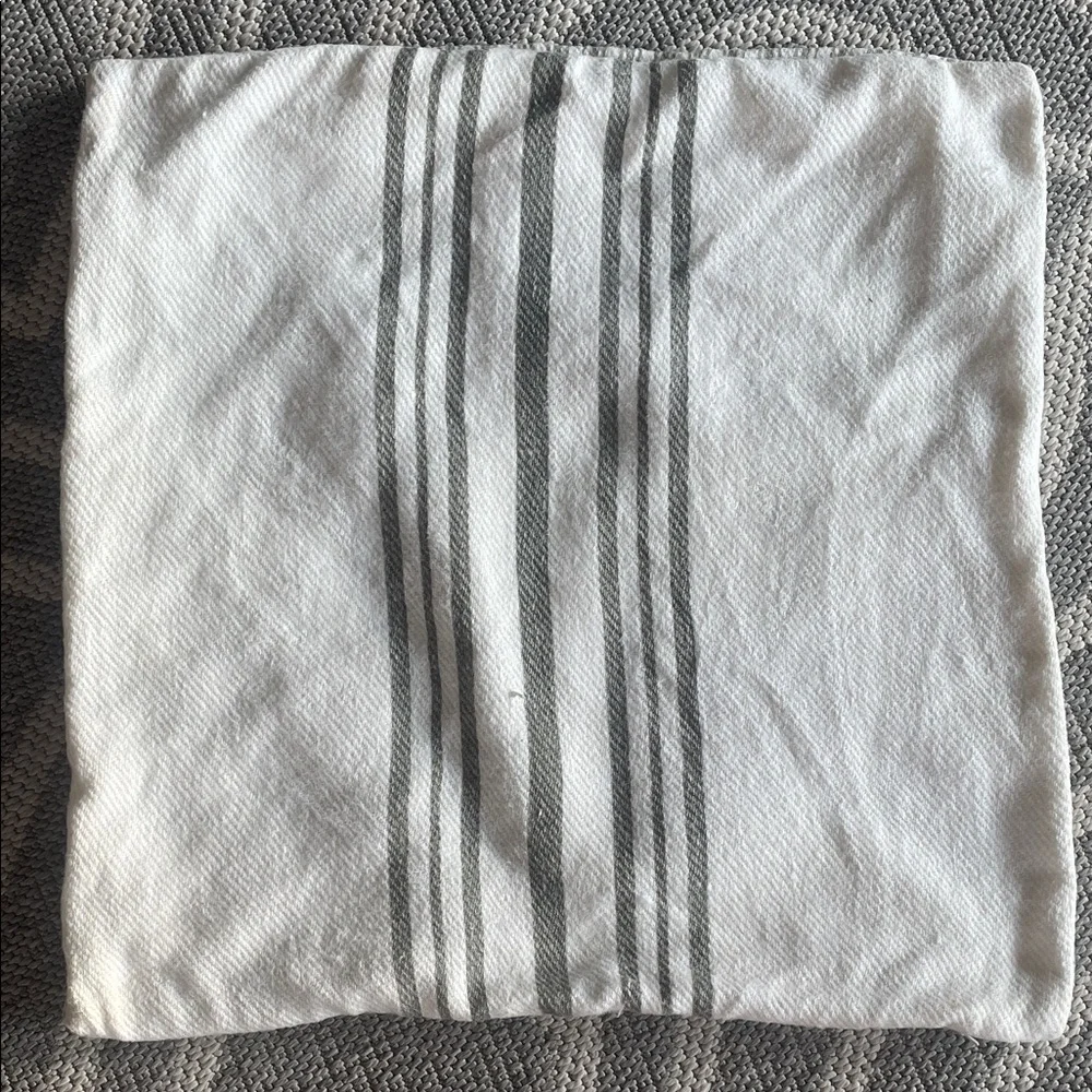 Pottery Barn Farmhouse cushion cover 20x20” ivory gray linen coastal cottage
